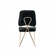 Pemberly Row Set of 2 Faux Fur Dining Chairs with Metal Legs in Black