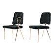 Pemberly Row Set of 2 Faux Fur Dining Chairs with Metal Legs in Black