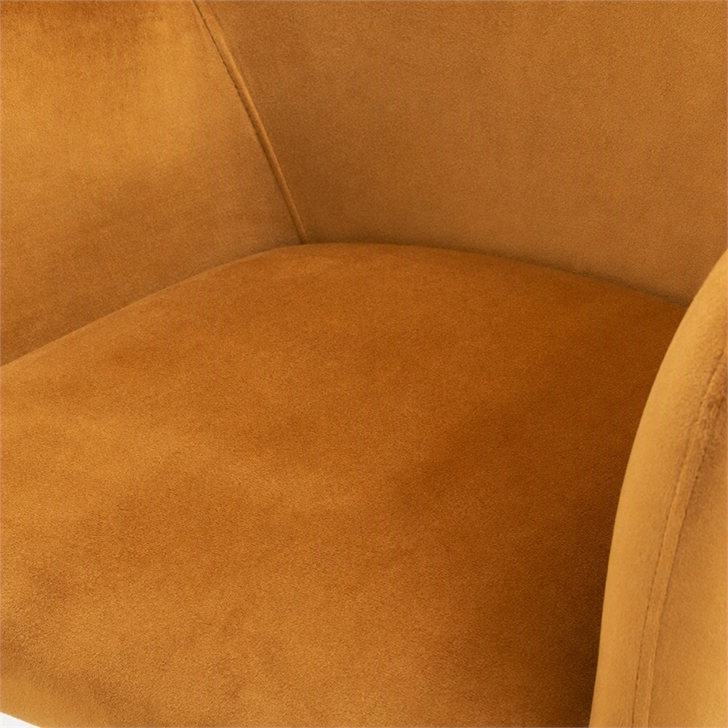 Pemberly Row Velvet Wingback Dining Chair with Matte Black Legs in Orange