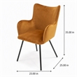 Pemberly Row Velvet Wingback Dining Chair with Matte Black Legs in Orange
