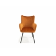Pemberly Row Velvet Wingback Dining Chair with Matte Black Legs in Orange