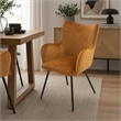 Pemberly Row Velvet Wingback Dining Chair with Matte Black Legs in Orange