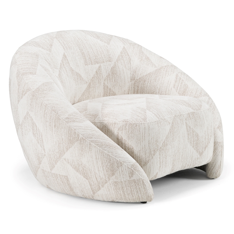 Pemberly Row Modern Beige Fabric Accent Chair with Solid Ash Frame