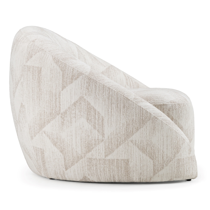 Pemberly Row Modern Beige Fabric Accent Chair with Solid Ash Frame