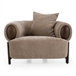 Pemberly Row Modern Tan Fabric Accent Chair with Oak Veneer Accents