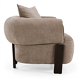 Pemberly Row Modern Tan Fabric Accent Chair with Oak Veneer Accents