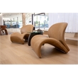 Pemberly Row Modern Brown Leather Accent Chair with Ash Wood Frame