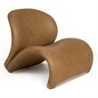 Pemberly Row Modern Brown Leather Accent Chair with Ash Wood Frame