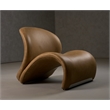 Pemberly Row Modern Brown Leather Accent Chair with Ash Wood Frame