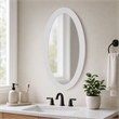 Pemberly Row Modern White High Gloss Oval Mirror in Sleek Silhouette