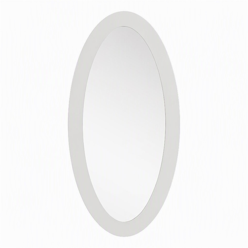 Pemberly Row Modern White High Gloss Oval Mirror in Sleek Silhouette
