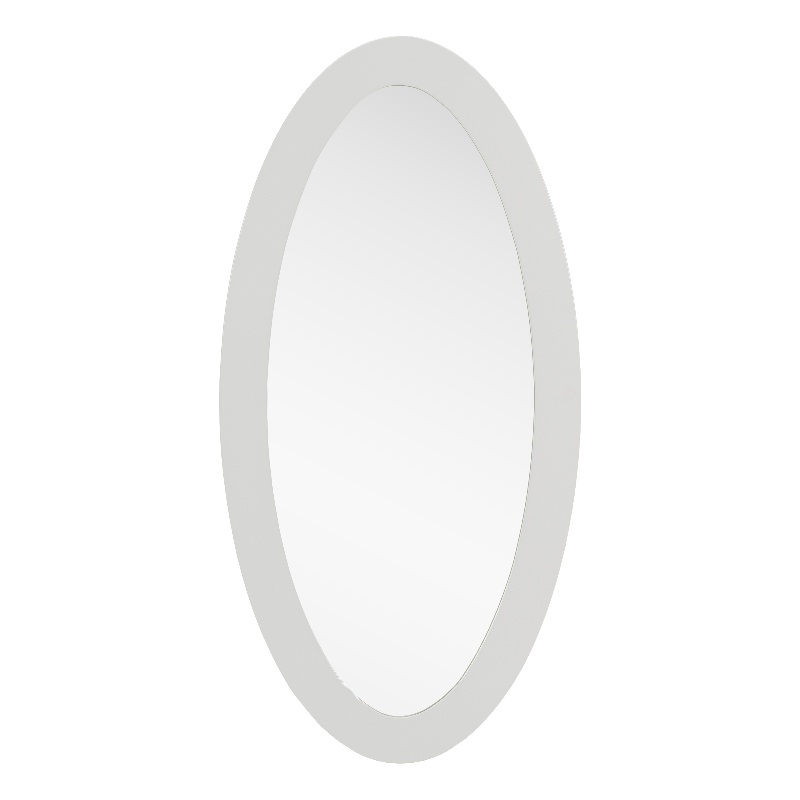 Pemberly Row Modern White High Gloss Oval Mirror in Sleek Silhouette