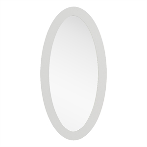 Pemberly Row Modern White High Gloss Oval Mirror in Sleek Silhouette