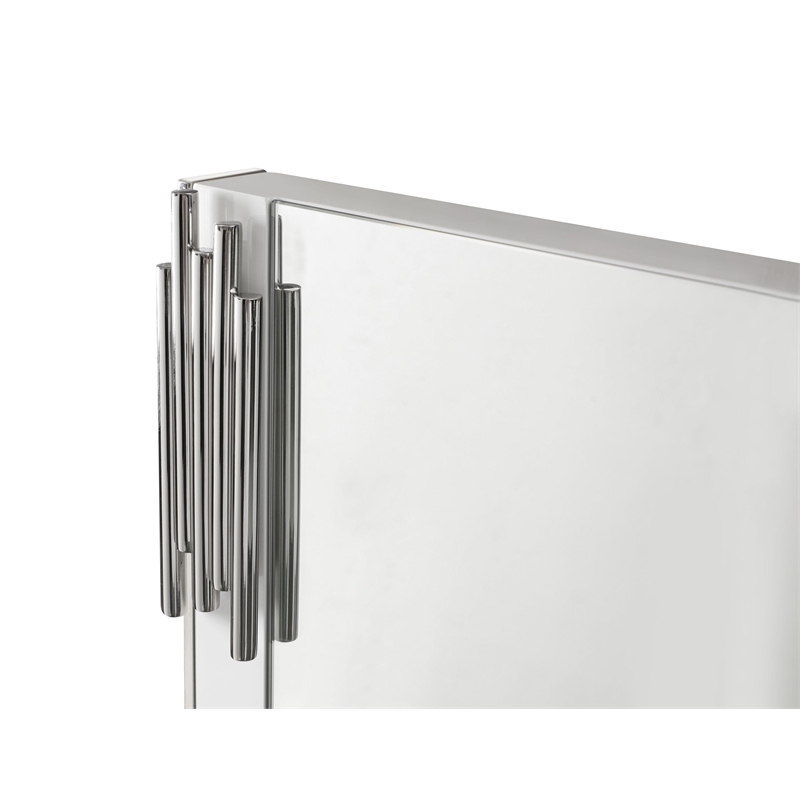 Pemberly Row Modern White & Stainless Steel Mirror with High Gloss Finish