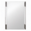 Pemberly Row Modern White & Stainless Steel Mirror with High Gloss Finish