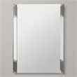 Pemberly Row Modern White & Stainless Steel Mirror with High Gloss Finish