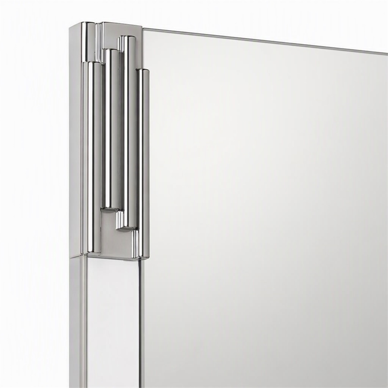 Pemberly Row Modern White & Stainless Steel Mirror with High Gloss Finish