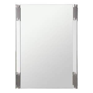 Pemberly Row Modern White & Stainless Steel Mirror with High Gloss Finish