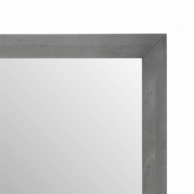 Pemberly Row Contemporary Gray Mirror in Wood Frame