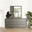 Pemberly Row Contemporary Gray Mirror in Wood Frame