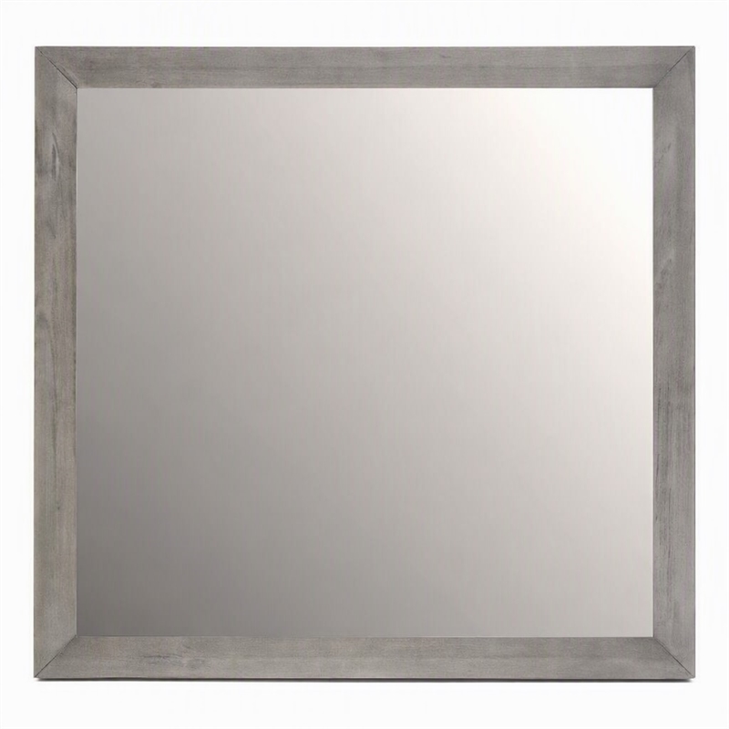 Pemberly Row Contemporary Gray Mirror in Wood Frame