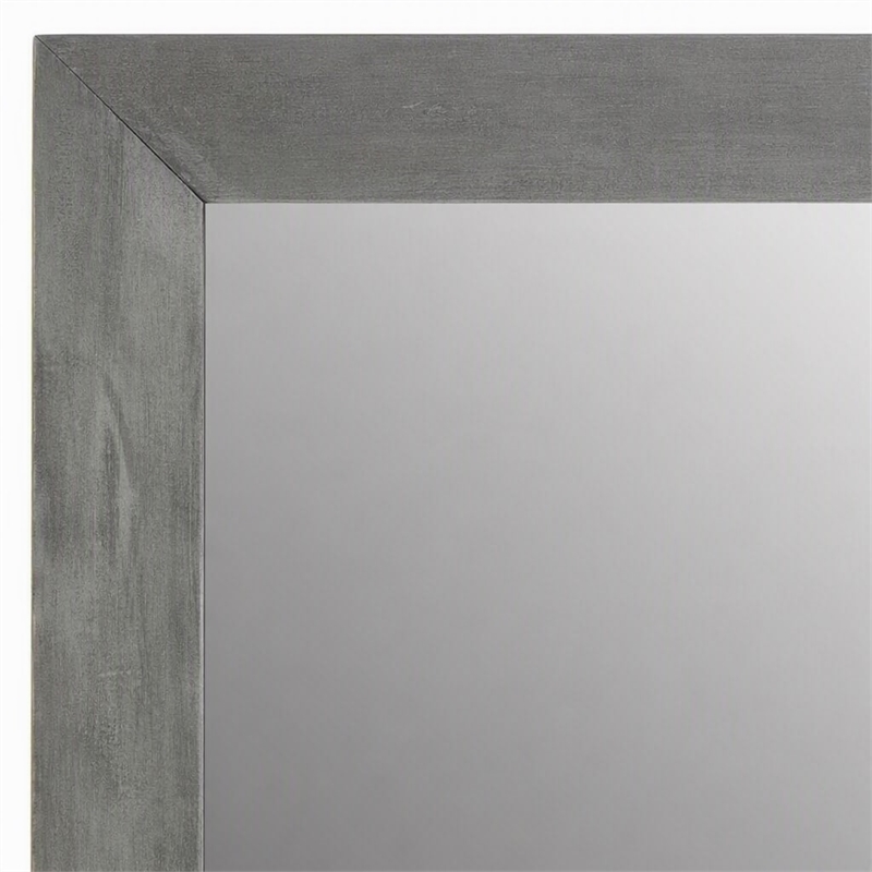 Pemberly Row Contemporary Gray Mirror in Wood Frame
