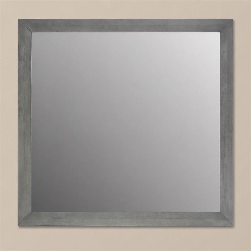 Pemberly Row Contemporary Gray Mirror in Wood Frame
