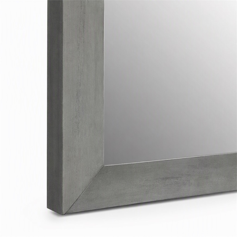 Pemberly Row Contemporary Gray Mirror in Wood Frame