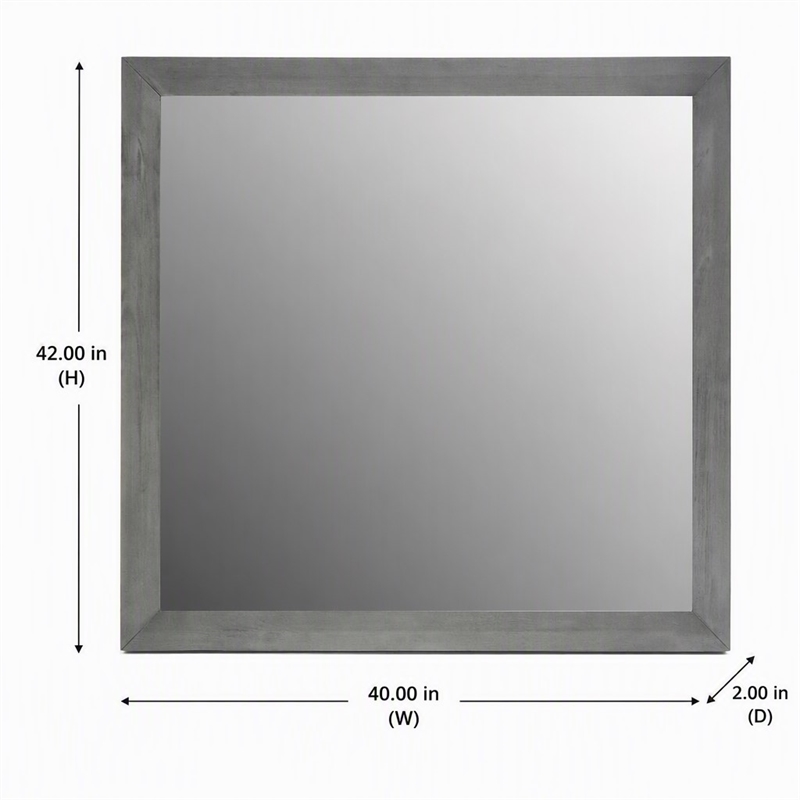 Pemberly Row Contemporary Gray Mirror in Wood Frame