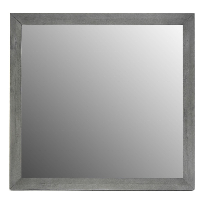Pemberly Row Contemporary Gray Mirror in Wood Frame