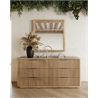 Pemberly Row Modern Natural Oak Square Mirror with Solid Frame
