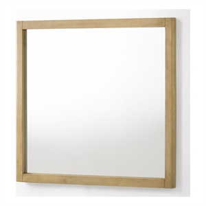 Pemberly Row Modern Natural Oak Square Mirror with Solid Frame