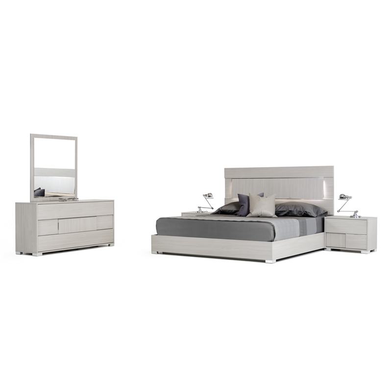 Pemberly Row Italian Modern Gray Veneer Dresser with Soft-Closing Drawers
