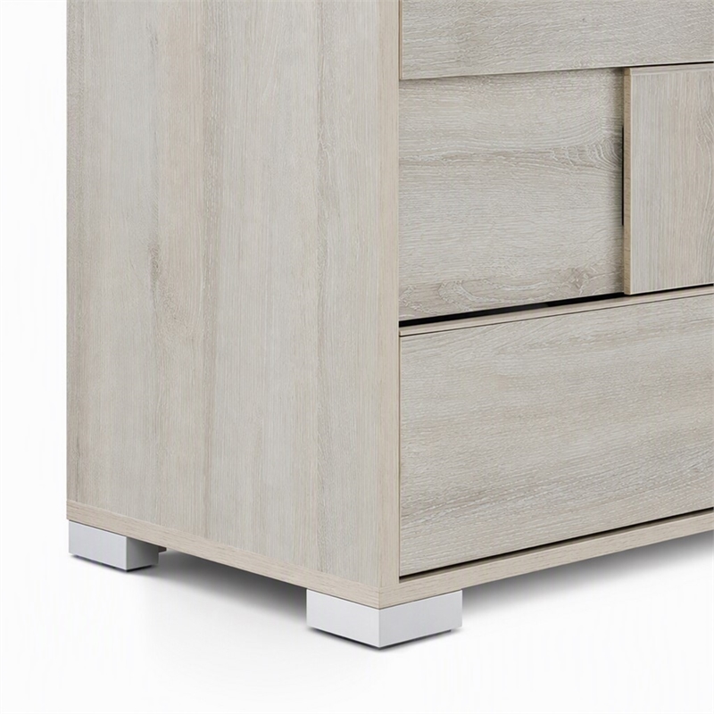 Pemberly Row Italian Modern Gray Veneer Dresser with Soft-Closing Drawers