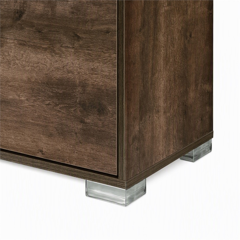 Pemberly Row Italian Modern High Gloss Dresser with Oak Finish