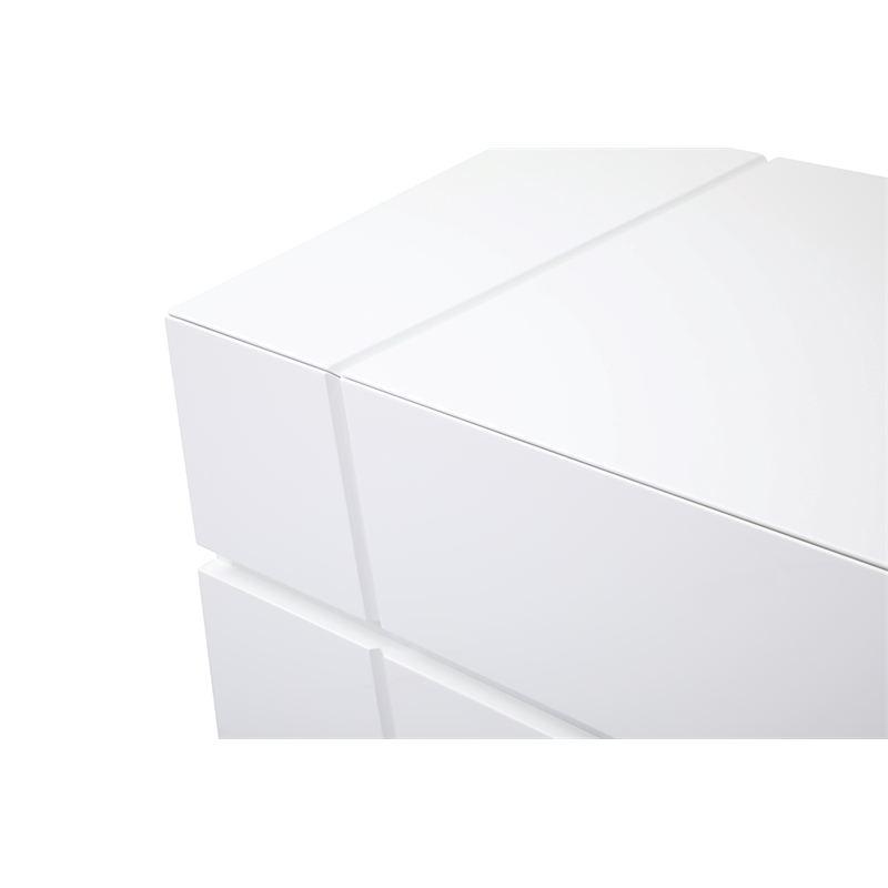 Pemberly Row Modern White High Gloss Dresser with 6 Drawers