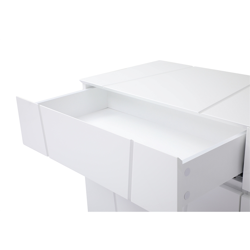 Pemberly Row Modern White High Gloss Dresser with 6 Drawers
