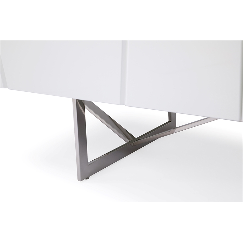 Pemberly Row Modern White High Gloss Dresser with 6 Drawers