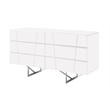 Pemberly Row Modern White High Gloss Dresser with 6 Drawers
