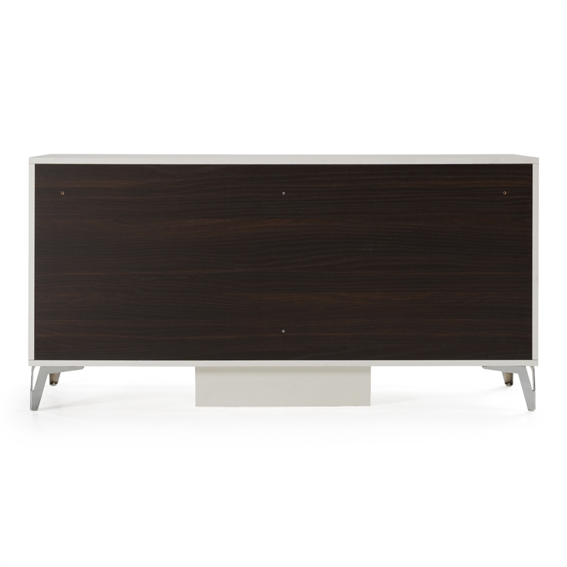 Pemberly Row Italian Modern White High Gloss Dresser with 6 Drawers