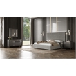 Pemberly Row Gray High Gloss Dresser with Gunmetal Slatted Drawer Design
