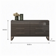 Pemberly Row Gray High Gloss Dresser with Gunmetal Slatted Drawer Design
