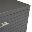 Pemberly Row Gray High Gloss Dresser with Gunmetal Slatted Drawer Design