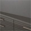 Pemberly Row Gray High Gloss Dresser with Gunmetal Slatted Drawer Design