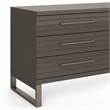 Pemberly Row Gray High Gloss Dresser with Gunmetal Slatted Drawer Design