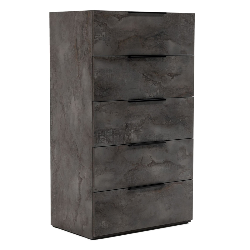 Pemberly Row Volcano Oxide Gray Chest with 5 Soft-Close Drawers