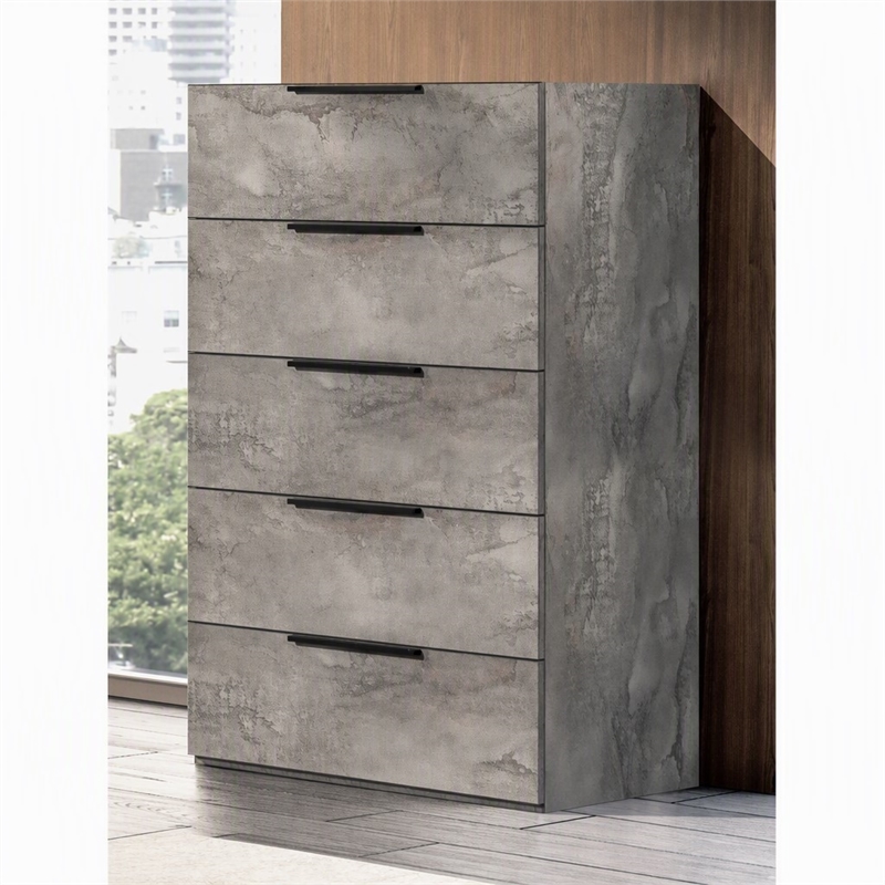 Pemberly Row Volcano Oxide Gray Chest with 5 Soft-Close Drawers