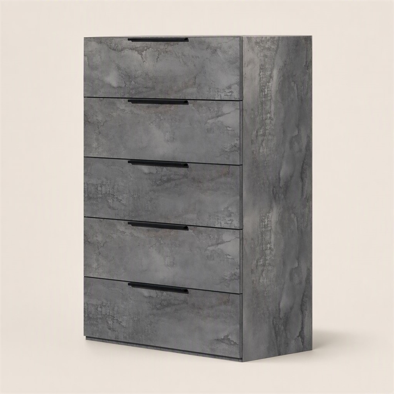 Pemberly Row Volcano Oxide Gray Chest with 5 Soft-Close Drawers