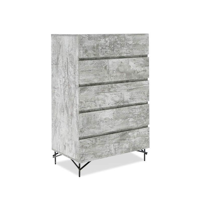 Pemberly Row Tiger Wood Matt Gray Chest with Black Metal Legs