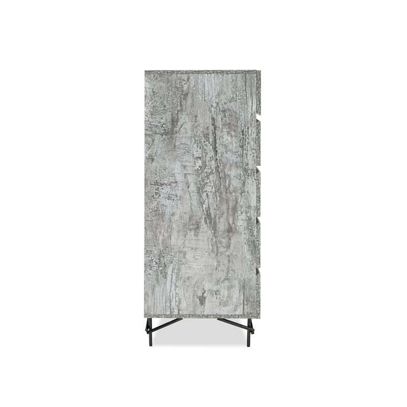 Pemberly Row Tiger Wood Matt Gray Chest with Black Metal Legs